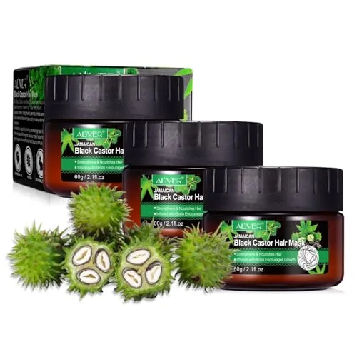 ALIVER Haarmaske Haarkur Rizinus Bio Vegan, 3-tlg. - Haarmasken für intensive Feuchtigkeit und Haarwachstum, ideal für alle Haartypen, regeneriert und schützt vor Trockenheit.