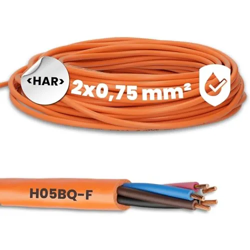 Meter Lapp 0013600 ÖLFLEX 550 P / H05BQ-F 2x0,75 mm² Anschlusskabel ohne Schutzleiter I für Baumaschinen, Elektro Handgeräte und Landwirtschaftstechnik I PUR Anschlussleitung 2X0,75 mm2 orange 10