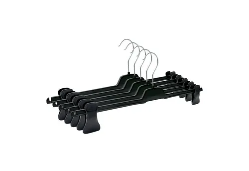 RSR Hangers Kleiderbügel 20-tlg. mit 360° Haken Schwarz - Praktische Kleiderbügel für Hosen und Röcke, 36 cm lang, aus robustem Kunststoff, ideal für eine platzsparende und stilvolle Aufbewahrung Ihrer Kleidung.