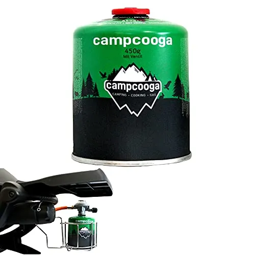 campcooga 450g Gaskartusche mit Gewinde Schraubkartusche mit Ventil EN417 für Gasgrill Tischgrill Gaskocher Campingkocher (1x 450g Gaskartusche)