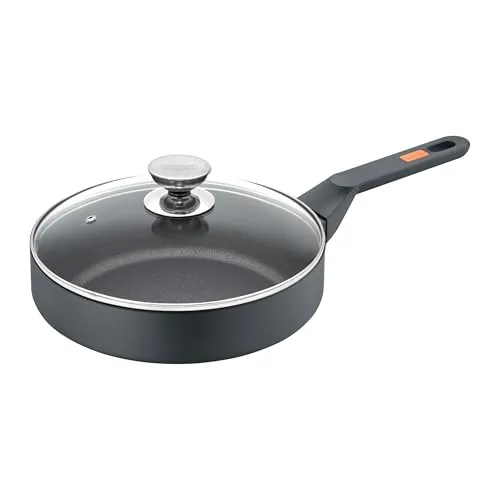 Berndes Eco Life Schmorpfanne 28 cm mit Deckel - Pfanne aus hochwertigem Aluminium, für alle Herdarten geeignet, inklusive Glasdeckel für einfaches Kochen und Überwachen.