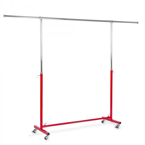 Kleiderständer rot 123-203cm Kleiderstange Rollständer Garderobenständer