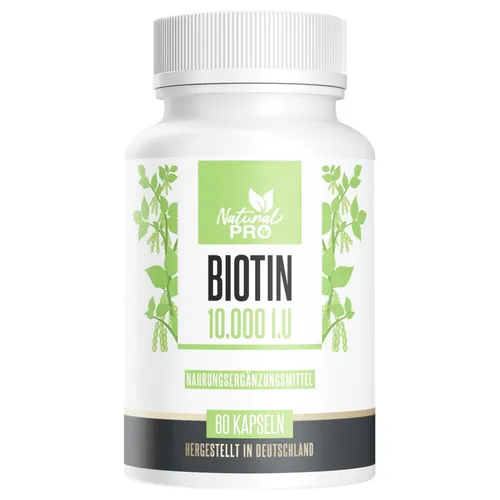 Natural Pro | Biotin 10.000 µg | Nahrungsergänzungsmittel | Haare | 60 Kapseln
