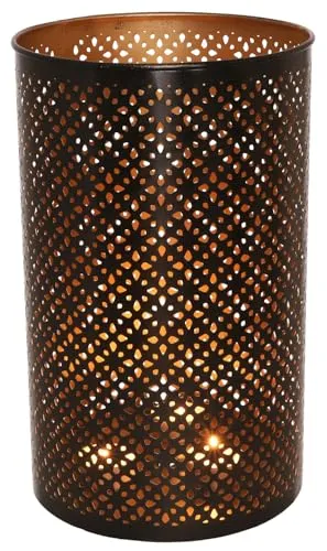 GURU SHOP Runde Metall Windlicht Leuchte, Passend Für Teelicht Kerzen Oder als Deckenlampe Verwendbar - Modell 6, Size:16 cm