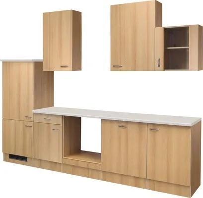 Flex Well Küchenzeile ohne Geräte Nano 280 cm in buche matt