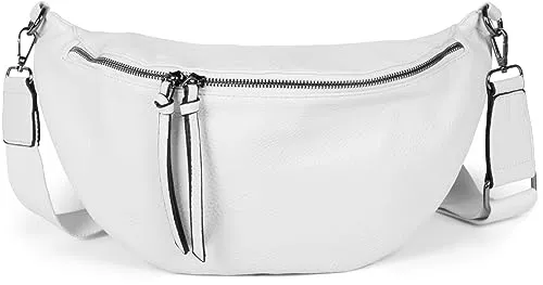 styleBREAKER Damen Halbmond Crossbody Schultertasche in weiß von styleBREAKER