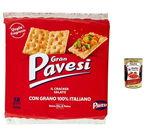 3x Gran Pavesi Crackers salati Salzgebäck gesalzen 560g kekse gebäck + Italian gourmet polpa 400g
