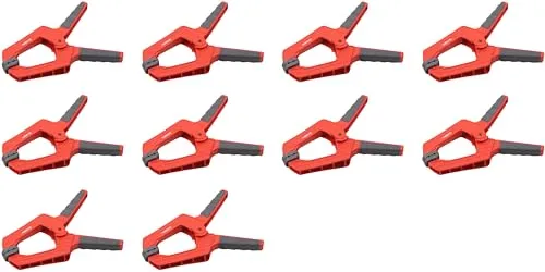 Meister Federzwinge - 100 mm Spannweite - 10 Stück - Bewegliche Spannbacken - Sicheres & einhändiges Fixieren von Werkstücken / Profi-Leimzwinge / Universalklemme / Montageklemme / 5217140