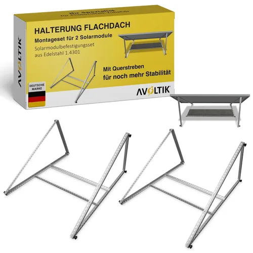 Avoltik Solarpanel Halterung Flachdach Montageset 114 cm – Stabil & Korrosionsbeständig - Professionelle Halterung für Flachdächer, Wände und Böden. Hergestellt aus robustem Aluminium 6005-T5, bietet maximale Stabilität und Langlebigkeit. Ideal für Solarmodule von 400 bis 600 Watt.