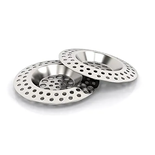 ABFLUSSHELD 2er Set Abflusssieb Edelstahl - Deluxe Waschbecken Sieb - Flexibles Haarsieb Dusche - Abflussieb Küche & Dusche - Premium Sink Strainer - Abfluss Sieb Waschbecken (Silber)