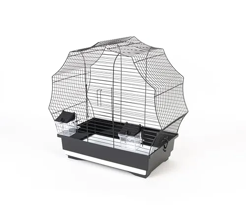 Vogelkäfig schwarz 48 x 25,5 x 47 cm - Vogelkäfige mit elegantem Design und stabiler Konstruktion, bietet Platz für Ihre Vögel und erleichtert die Reinigung dank herausnehmbarer Komponenten.
