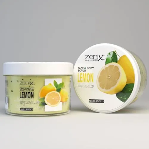 Zenix Face & Body Scrub 275ml | Hautreinigendes Peeling für Gesicht und Körper | entfernt abgestorbene Zellen | klärt Talg | pflegt die Haut | Spendet der Haut Feuchtigkeit - (Lemon)