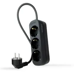 Sockel Mehrfach 3 Steckdosen Kabel 1,4m Schwarz 10.38.0003-ns-bk