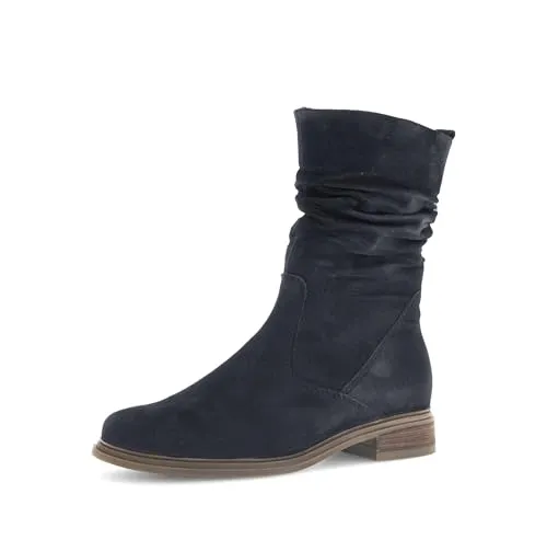 Gabor Damen Chelsea Boots - Flauschige Stiefeletten in Dunkelblau - Stiefeletten aus hochwertigem Lack mit flauschigem Innenfutter. Ideal für jeden Anlass, bieten sie Komfort und Stil mit einem flachen Absatz von 4 cm. Perfekt für modebewusste Frauen!