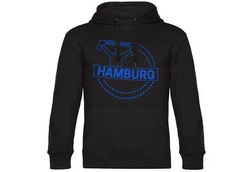 multifanshop Kapuzensweatshirt Hamburg - Meine Fankurve - Hoodie schwarz S - Sportlicher Kapuzensweatshirt für Fans, 80% Baumwolle für hohen Tragekomfort, ideal für die Fankurve, langärmlig und mit coolem Print.