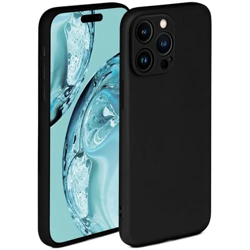 Produktbild ONEFLOW Soft Case für iPhone 15 Pro Hülle aus Silikon mit Kameraschutz, Silikonhülle mit erhöhtem Schutz fürs Display, Backcover Schutzhülle, weiche Handyhülle, Schwarz