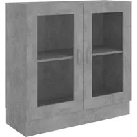 vidaXL Vitrinenschrank Betongrau 82,5x30,5x80 cm - Werkstatteinrichtung mit 2 geräumigen Fächern für optimalen Stauraum und praktische Aufbewahrungslösung für Bücher und Dekoartikel, robust und langlebig aus hochwertigem Holzwerkstoff.
