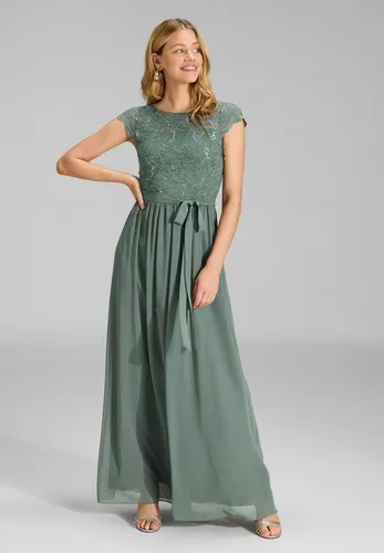 SWING Abendkleid aus Spitze - Elegantes Chiffonkleid in grau mit schmaler Passform und Viertelarm, ideal für besondere Anlässe. Pflegeleicht und mit Reißverschluss für ein unkompliziertes Ankleiden.