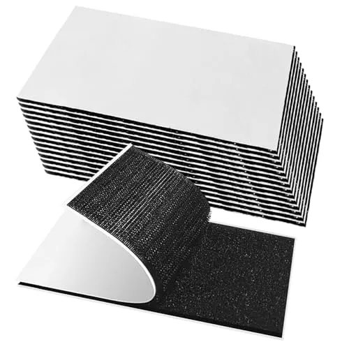 Klettverschluss Selbstklebend (15 Stück), 50 * 100mm Klettband Selbstklebend Extra Stark Schwarz, Für Wände,Tür,Kunststoffe,Boden,Gläser,Metalle, Schwarzes Quadrat