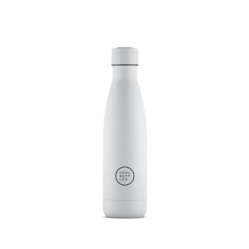Cool Bottles Isolierflasche 500 ml Mono White Trinkflasche aus Edelstahl | Triple-Cool-Technologie hält Getränke bis zu 36 Std. kalt und 18 Std. warm. Aus Edelstahl und BPA-frei