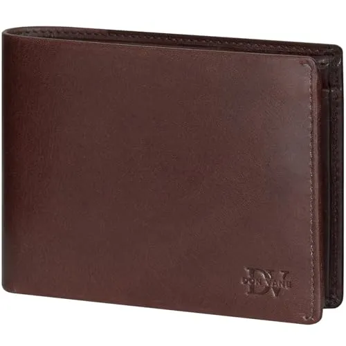 DON VANE Elite Classic – Echt Leder Geldbörse Herren braun inkl. Geschenkbox | Hochwertiges Echtleder Portemonnaie 13 Fächer mit RFID Schutz | Männer Geldbeutel Wallet Portmonee mit Münzfach