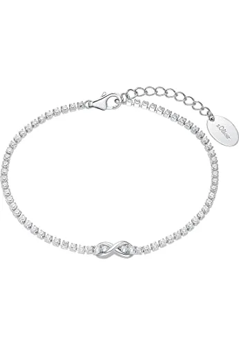 s.Oliver Armband 925 Sterling Silber mit Zirkonia - Elegantes Armschmuck für Damen, verlängerbar von 17 auf 20 cm, mit 80 funkelnden Zirkonia-Steinen, kommt in einer edlen Schmuck Geschenk Box.