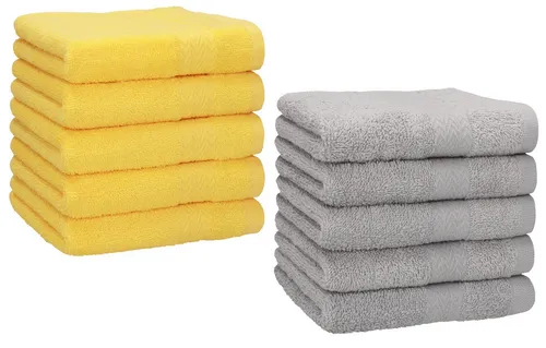 Betz Gästehandtücher Set - 10 Premium Gästetücher 30x50 cm - Gästehandtücher aus 100% Baumwolle, flauschig und saugstark, mit zwei eingewebten Bordüren für ein stilvolles Ambiente. Waschbar bei 60°C, ideal für jedes Badezimmer.