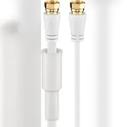 Goobay 67296 Flaches SAT Antennenkabel (80 dB), 2x geschirmt, wettergeschützt, 5 m, Weiß - vergoldet,F-Stecker > F-Stecker (vollständig geschirmt)