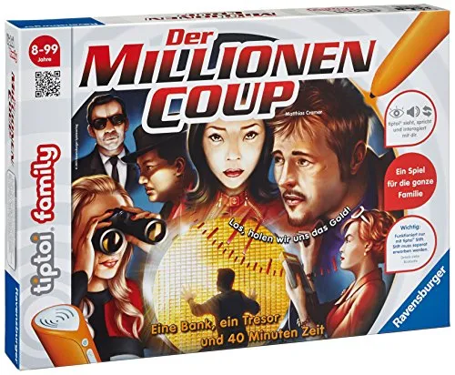 Ravensburger 00559 - Tiptoi Der Millionen-Coup ohne Stift - Gesellschaftsspiel für kreative Köpfe, fördert spielerisch das Lernen und die Teamarbeit ohne digitale Stiftunterstützung.