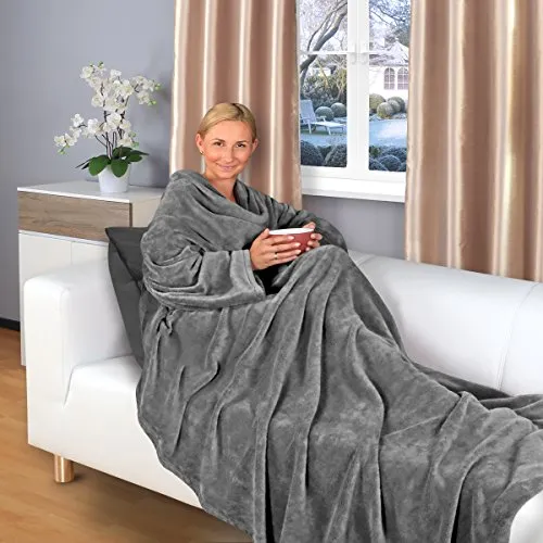 Gräfenstayn® Kuscheldecke mit Ärmeln und Fußtasche in grau von Gräfenstayn