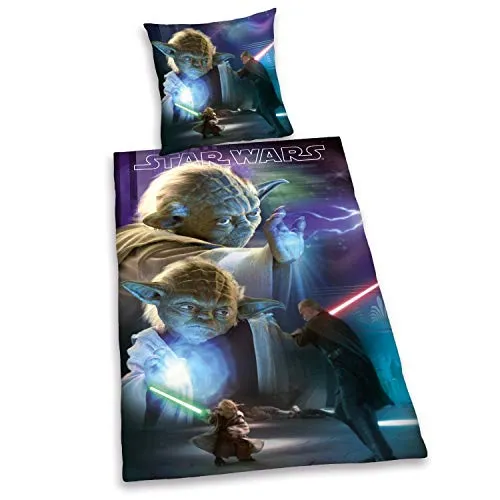 Bettwäsche glatt Luke Schwert Yoda Lucasfilm 135 x 200 cm NEU Wow - All-In-One-Outlet-24 -