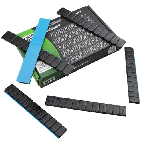 Auswuchtgewichte SCHWARZ 12x5g Klebegewichte Stahlgewichte Kleberiegel 60g mit ABRISSKANTE verzinkt & kunststoffbeschichtet KG SCHWARZ 5gx12 1,5kg 25
