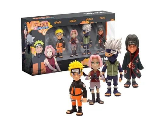MINIX Naruto Shippuden – 4er-Pack Sammelfiguren - Model Statuen Set mit 4 offiziell lizenzierten Figuren (Naruto, Kakashi, Itachi, Sakura), 7 cm hoch, ideal für Manga- und Anime-Fans zum Sammeln und Ausstellen.