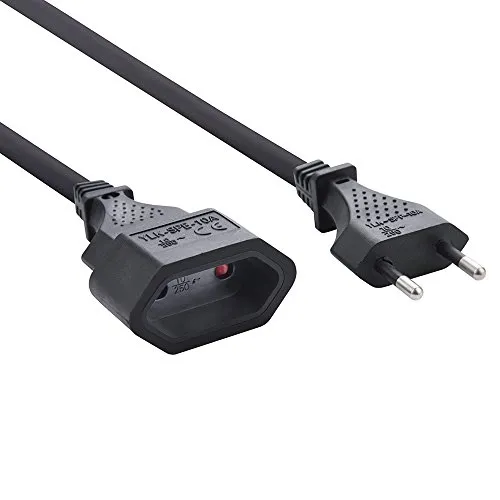 Electraline 900010CBB Verlängerungskabel mit Schutzleiter und europäischen Stecker (2 x 1 mm², 10 A) schwarz