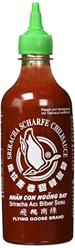FLYING GOOSE Sriracha Chilisauce Original, 455ml - Chilisaucen aus Thailand mit 61% sonnen gereiften Chilischoten, perfekt zum Würzen und Dippen für eine intensive Schärfe in Fleisch, Fisch und mehr.