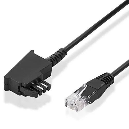 BestPlug 3 Meter Internet DSL Patch LAN Router Kabel, TAE-F Stecker auf RJ45 Stecker, Schwarz