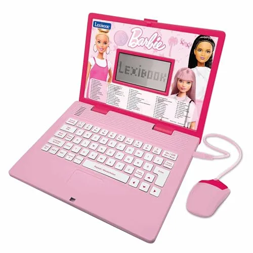 Lexibook Barbie Pädagogischer Laptop - Elektronische Lernsysteme mit 124 interaktiven Aktivitäten in Englisch und Deutsch, fördert spielerisch Mathematik, Logik und Musik für stundenlangen Lernspaß.