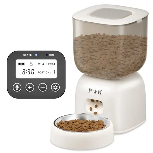PUPPY KITTY Futterautomat Katze, 3L Automatischer Futterspender Katze, 180 Tage Lange Batterielebensdauer, Leicht zu reinigen, 10S Sprachaufforderung, Verstopfungsschutz