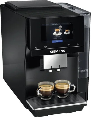 Siemens TP713D09 Schwarz - Kaffeevollautomat - Kaffeevollautomat mit integriertem Milchsystem, für perfekten Kaffeegenuss auf Knopfdruck.