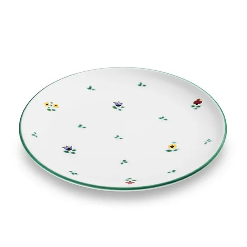 Gmundner Keramik Streublumen Speiseteller 25 cm - Schöner flacher Speiseteller im Landhausstil mit buntem Streublumen-Muster, ideal für festliche Anlässe oder den täglichen Gebrauch.