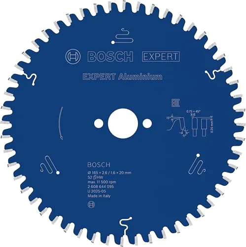 Bosch Kreissägeblatt Expert for Aluminium 165mm, 52 Zähne - Hochwertiges Werkzeugteil für präzise Schnitte in Aluminium. Mit einzigartigen Microteq-Zähnen für lange Haltbarkeit und weniger Vibration.