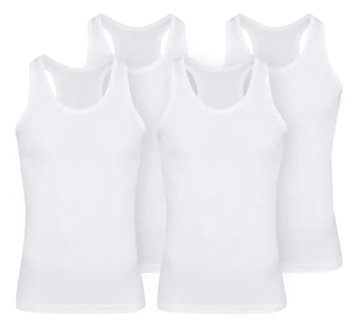 4er Pack Palleon Herren Unterhemden ,Weiß,L / 6