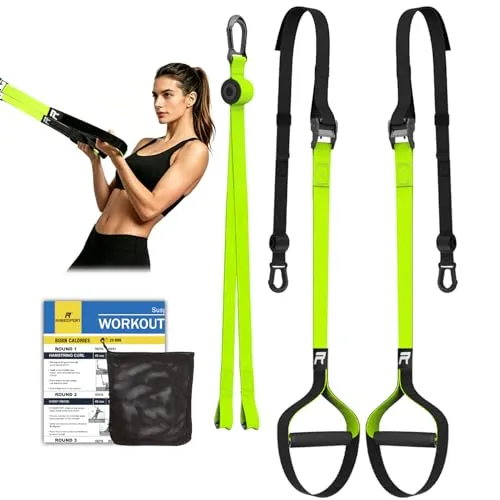 RHINOSPORT Schlingentrainer Sling Trainer Set mit Türanker Einstellbar Fitness Zuhause Suspension