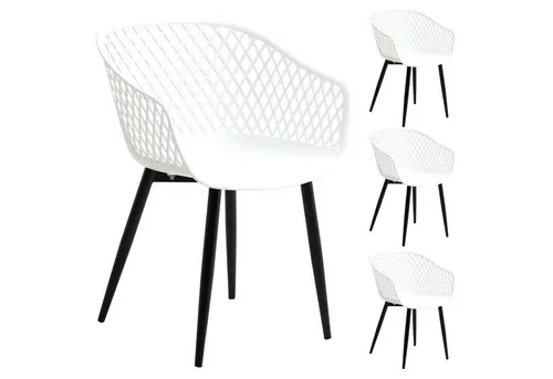 IDIMEX Esszimmerstuhl Madeira - Retro Design Küchenstuhl im 4er Set - Esszimmerstühle im angesagten Retro Design, bequem mit Armlehnen und praktischem Fußgestell aus schwarzem Metall. Ideal für gemütliche Stunden in Küche oder Esszimmer.