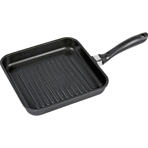 FEUCHTMANN Aluguss Steakpfanne Leipzig 25x25 cm - Pfanne aus Aluminium mit langlebiger Antihaftversiegelung, ideal für alle Herdarten (außer Induktion) und backofenfest bis 180 °C, perfekt für saftige Steaks.