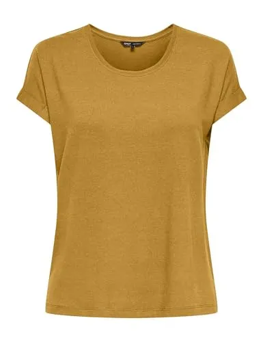 ONLY Tops für Damen Basic Kurzarm Rundhals in gelb von ONLY