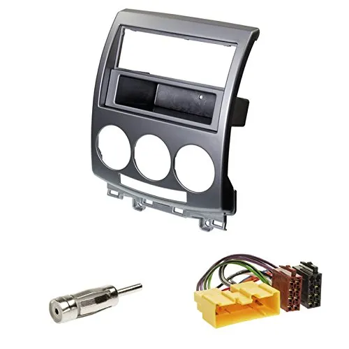 Einbauset Autoradio Doppel-DIN Blende für Mazda 5 - Audiokabel - Komplettes Set mit Blende, Ablagefach und Adaptern für einfache Installation eines neuen Autoradios in Ihrem Mazda 5 (2006-2012).