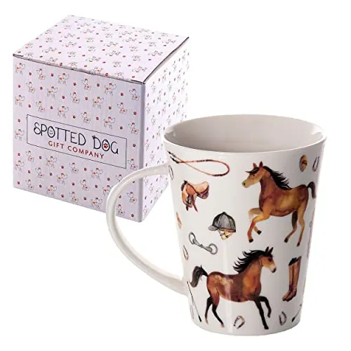 SPOTTED DOG GIFT COMPANY Tasse Pferde 360ml Porzellan – Süßer Kaffeebecher Kaffeetasse mit Pferde-Motiv | Geschenk für Pferdeliebhaber, Erwachsene, Frauen, Männer & Mädchen