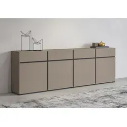 INOSIGN Sideboard Cross, 225 cm Breite, moderne grifflose Kommode - Sideboard mit 4 Türen und 4 Schubkästen, bietet viel Stauraum und verstellbare Einlegeböden für flexible Nutzung. Ideal für ein modernes Zuhause.
