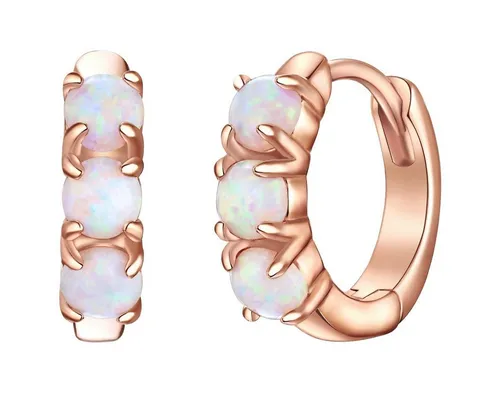 Glanzstücke München Creolen roségold aus Sterling Silber - Elegante Creolen für Damen aus 925er Sterlingsilber, rosévergoldet und mit facettierten Opalen, die Lebensfreude und Kreativität symbolisieren. Perfekt für jeden Anlass!